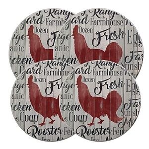 Range Kleen Burner Covers Farmhouse Rooster ChicKen Decor Set of 4 White Red